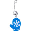 Custom Holiday Mitten Personalized Dangle Belly Ring