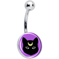Black Mystic Kitty Cat Belly Ring by Onyx O