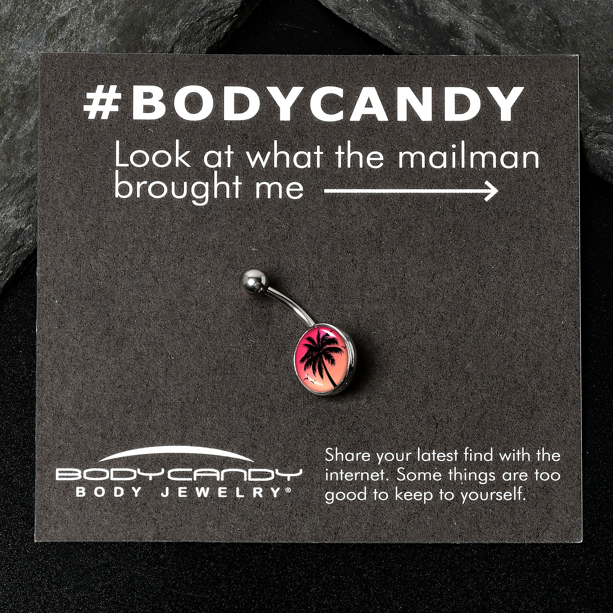 Red Sunset Palm Tree Belly Ring by Onyx O
