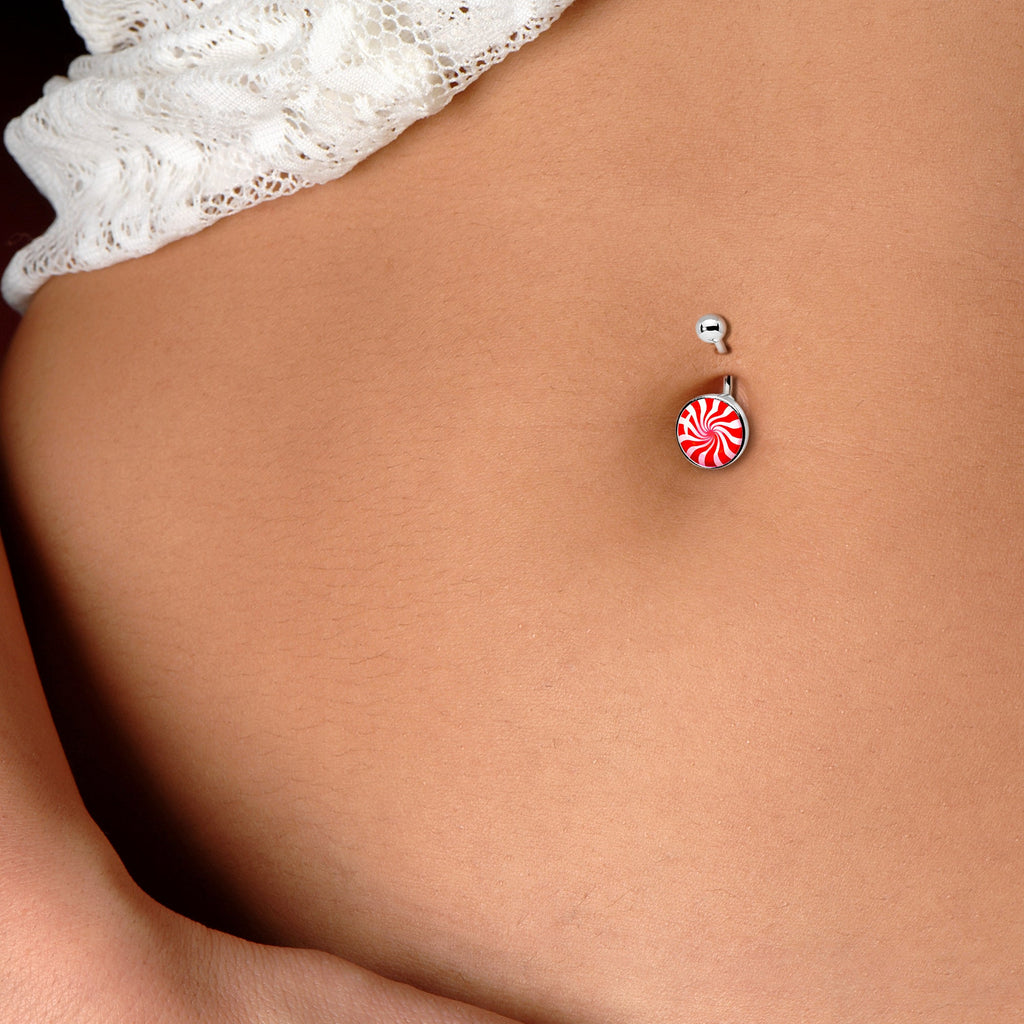 Holiday Peppermint Candy Belly Ring