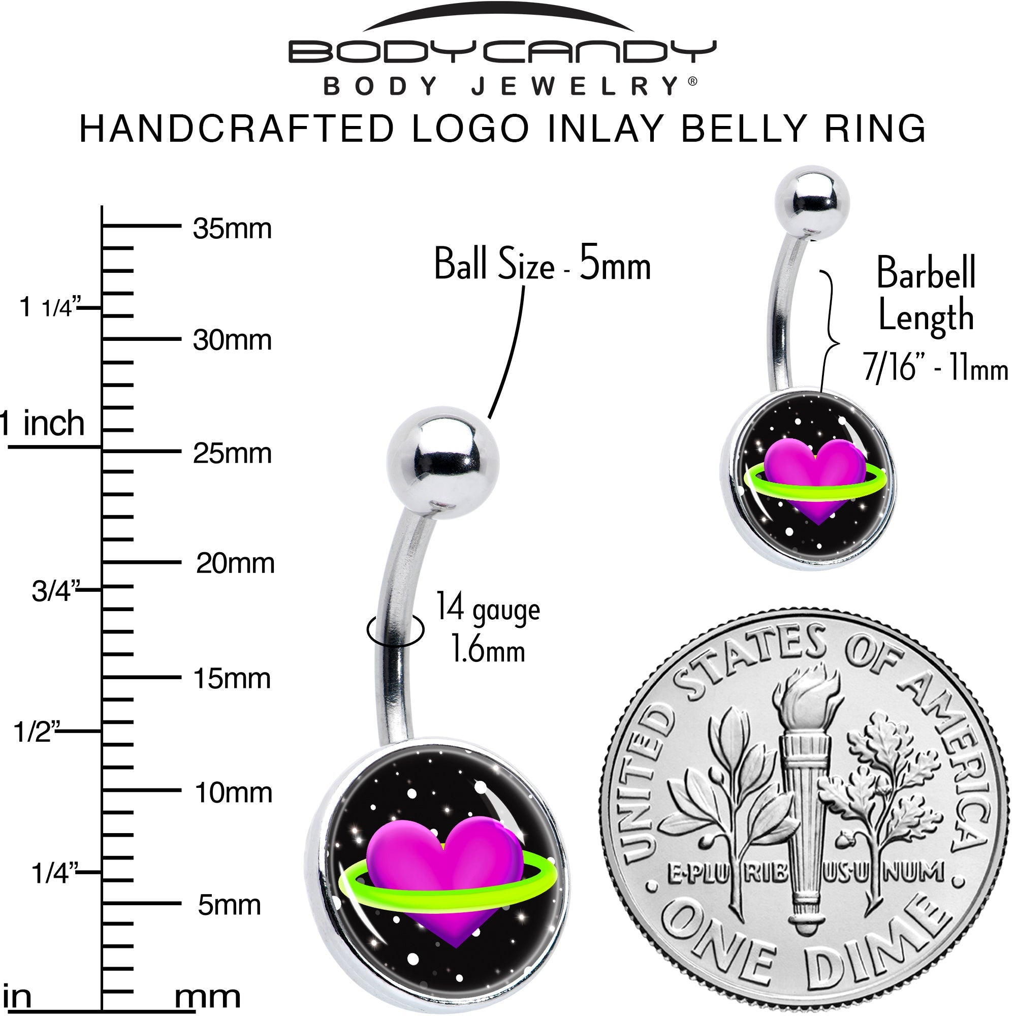 Heart Planet Belly Ring by Onyx O