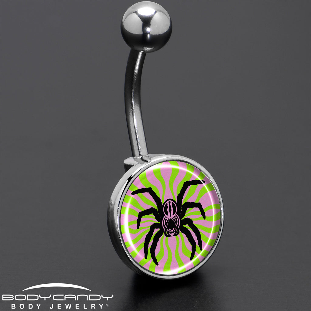 Psychedelic Spider Belly Ring by Onyx O