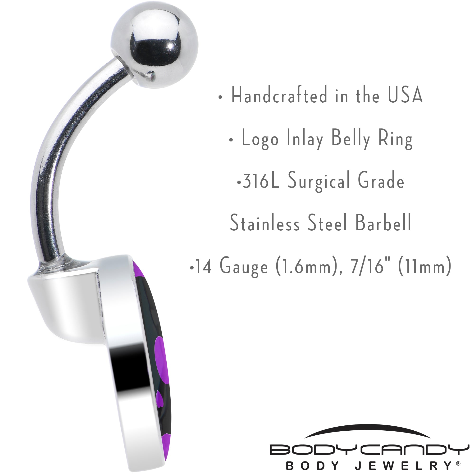 Purple Black Simple Skull Belly Ring by Onyx O