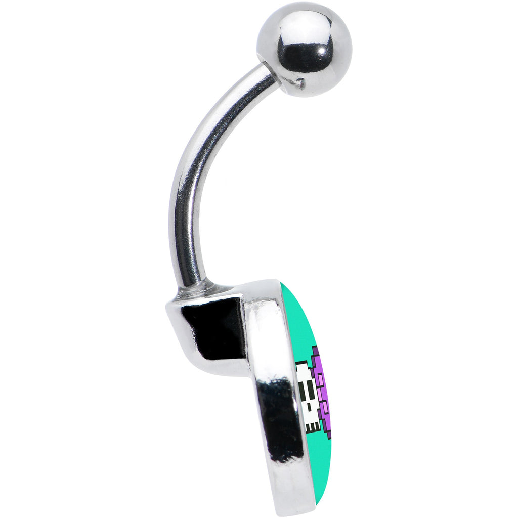 Retro Pixel Skull Belly Ring by Onyx O