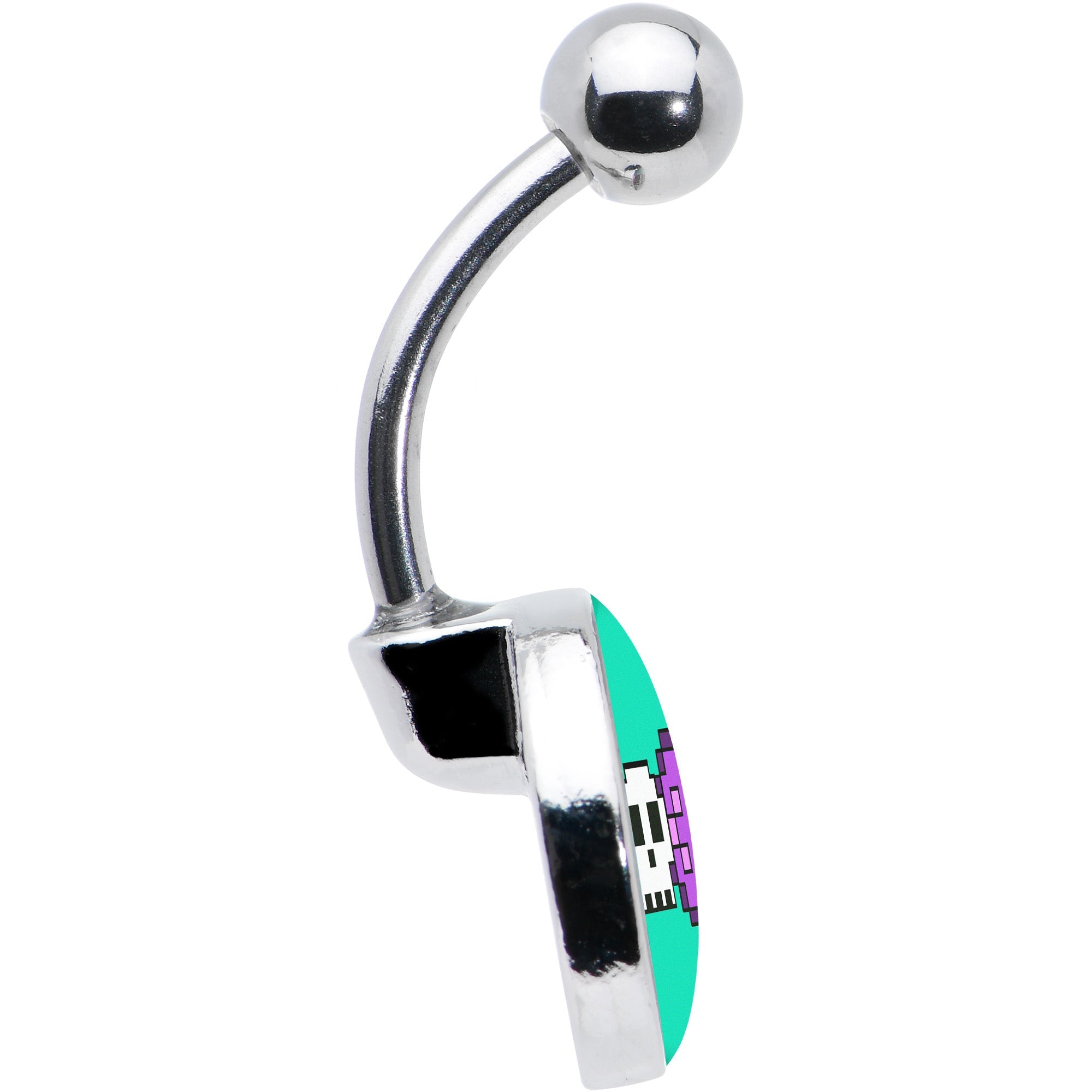 Retro Pixel Skull Belly Ring by Onyx O