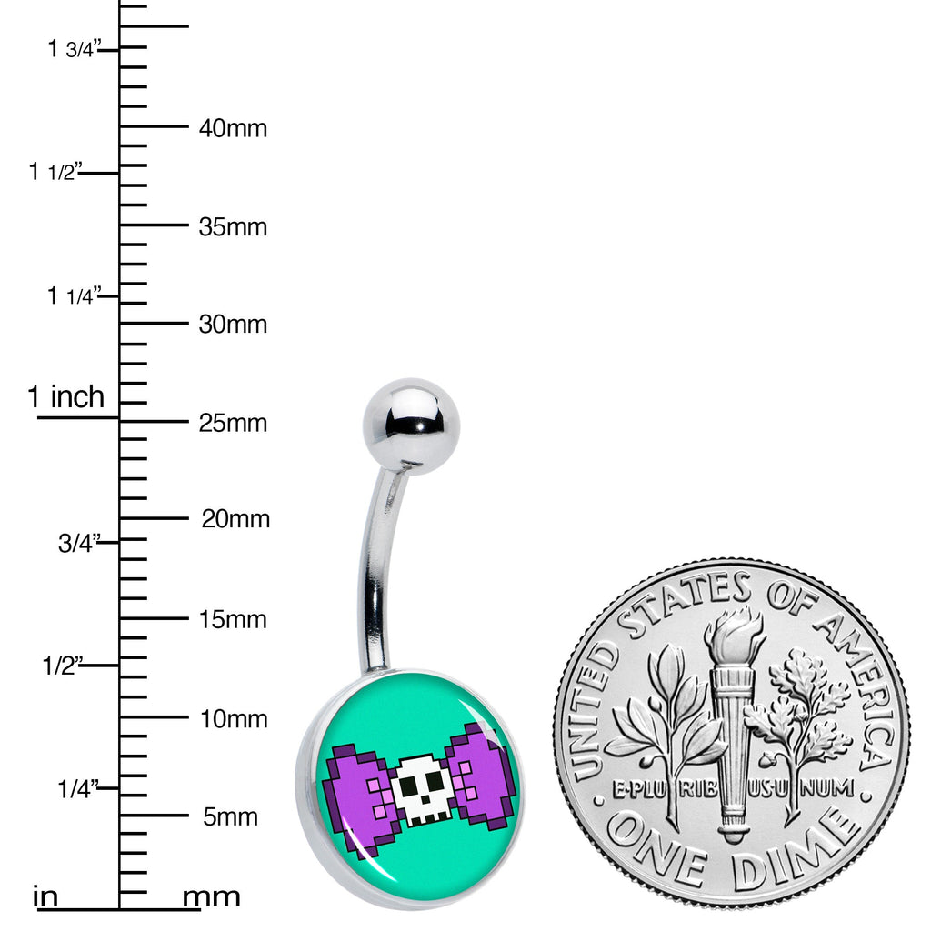 Retro Pixel Skull Belly Ring by Onyx O