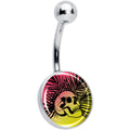 Red Haze Sunset Skull and Palms Belly Ring by Onyx O