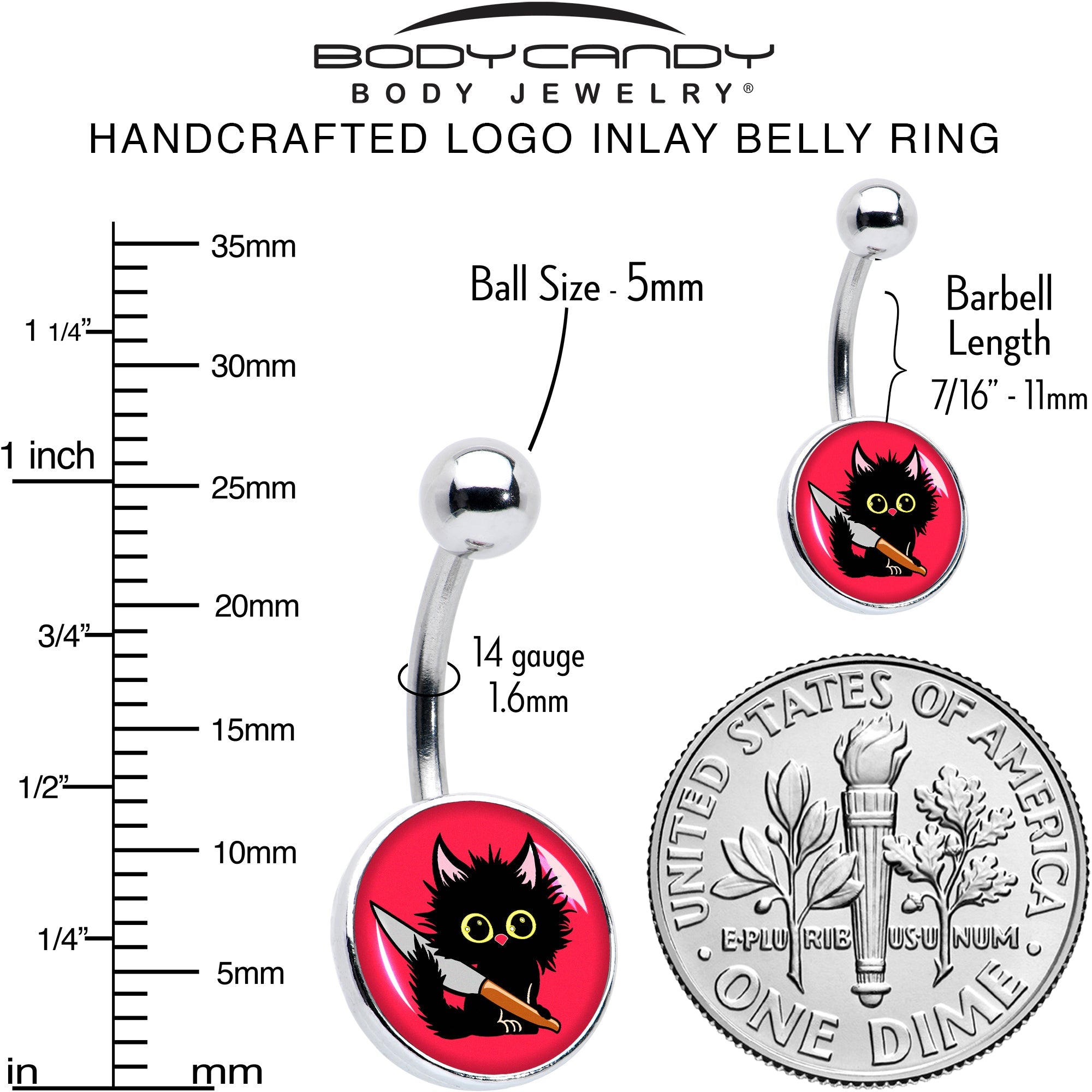 Stabby Cat Belly Ring by Onyx O