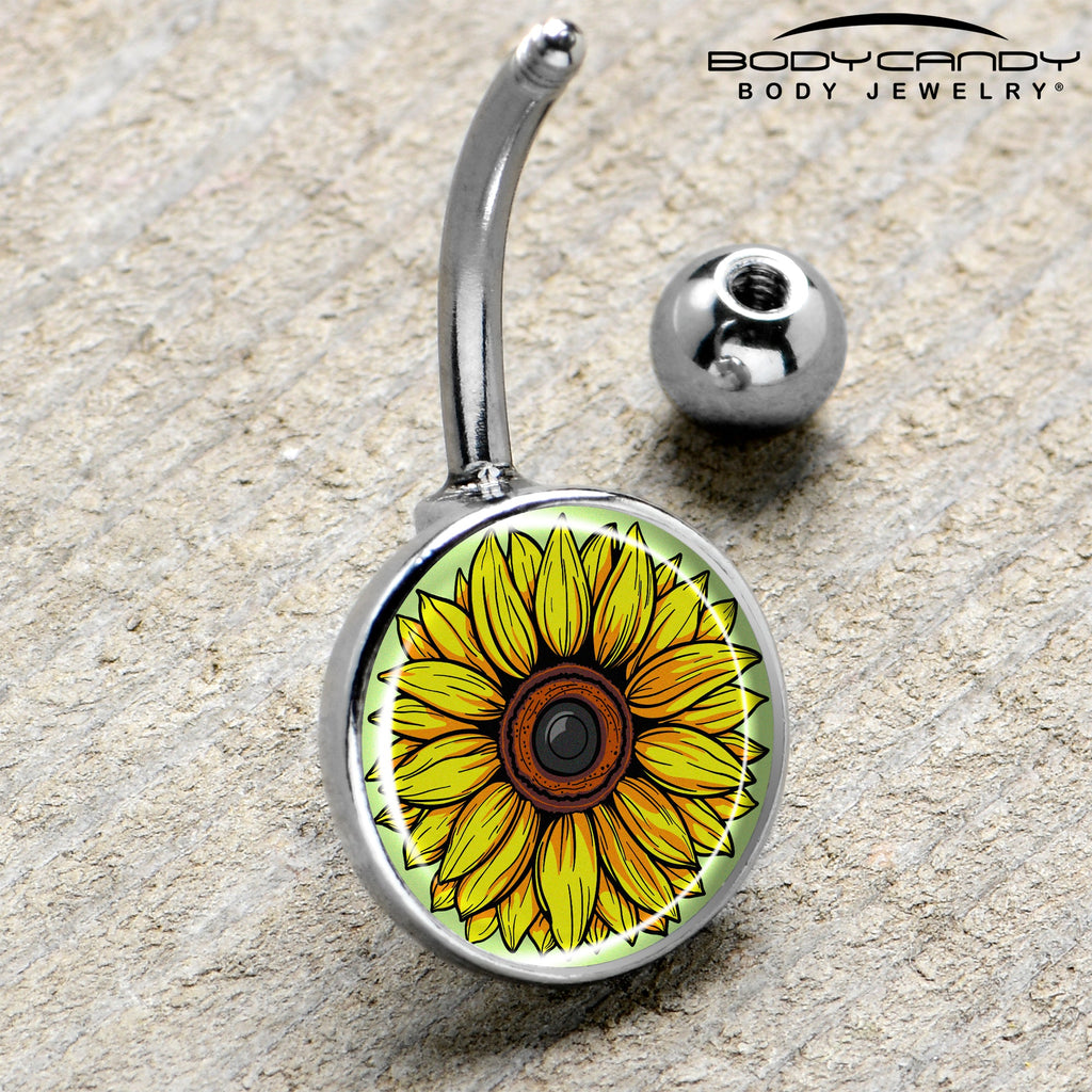 Blossom Creation Yellow Sunflower Belly Ring by Onyx O