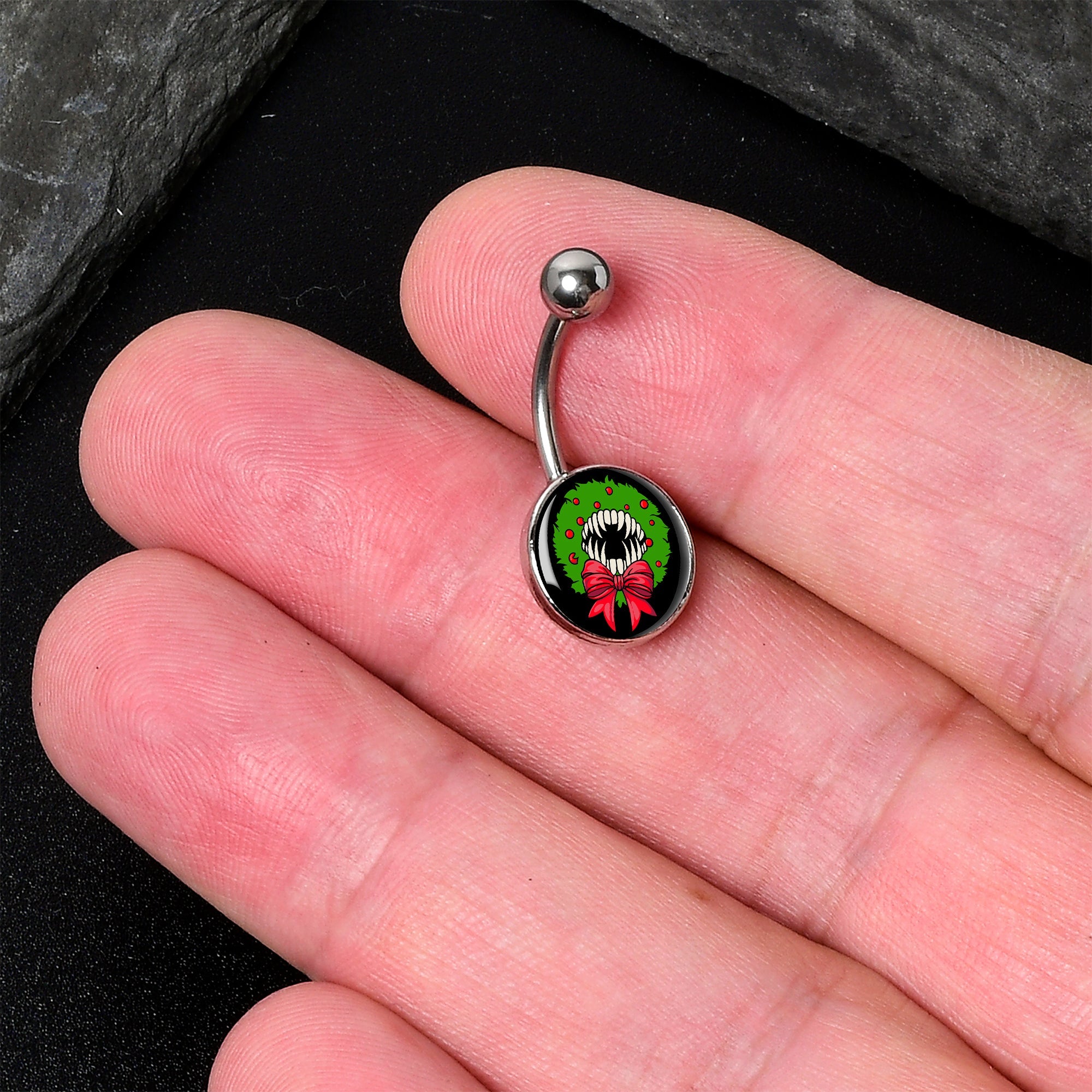 Holiday Vampire Wreath Belly Ring by Onyx O