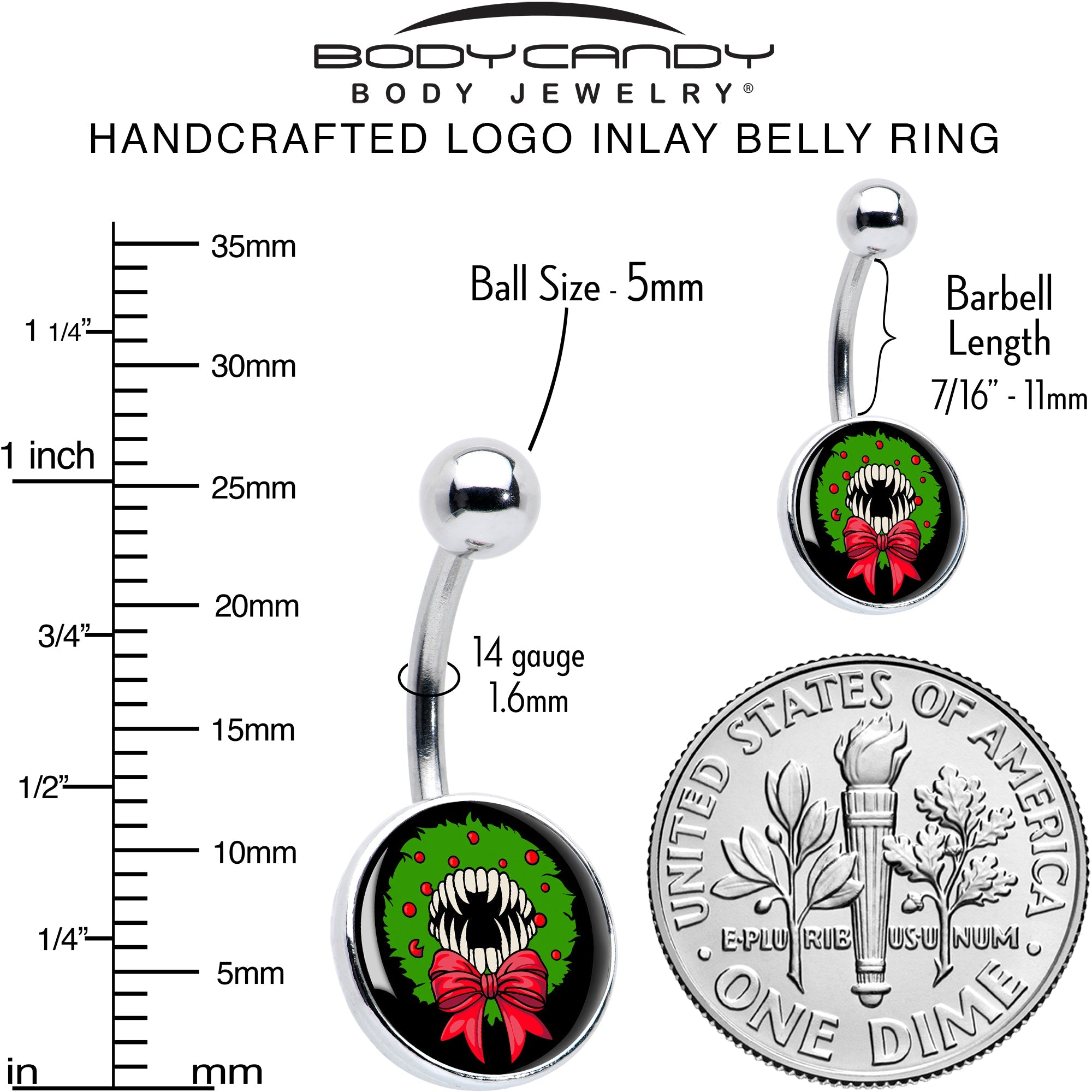Holiday Vampire Wreath Belly Ring by Onyx O