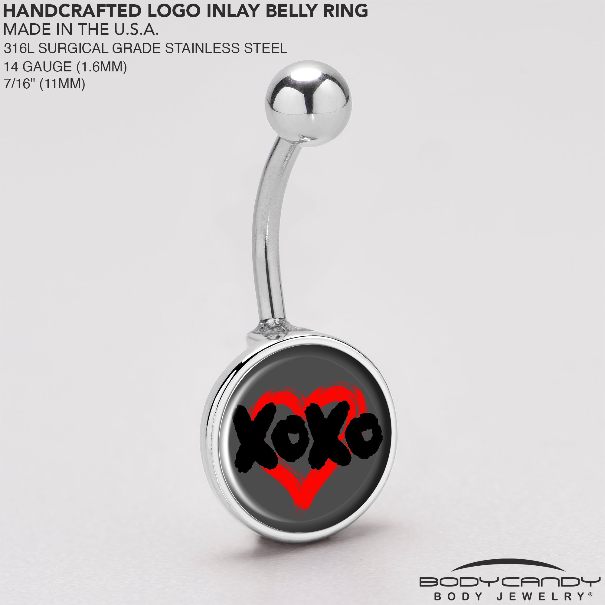 XOXO Heart Belly Ring by Onyx O