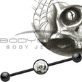 14G Black Anodized Halloween Webbed Skull Industrial Barbell 37mm