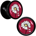 Love Me Not Flower Black Acrylic Saddle Plug Set by Onyx O