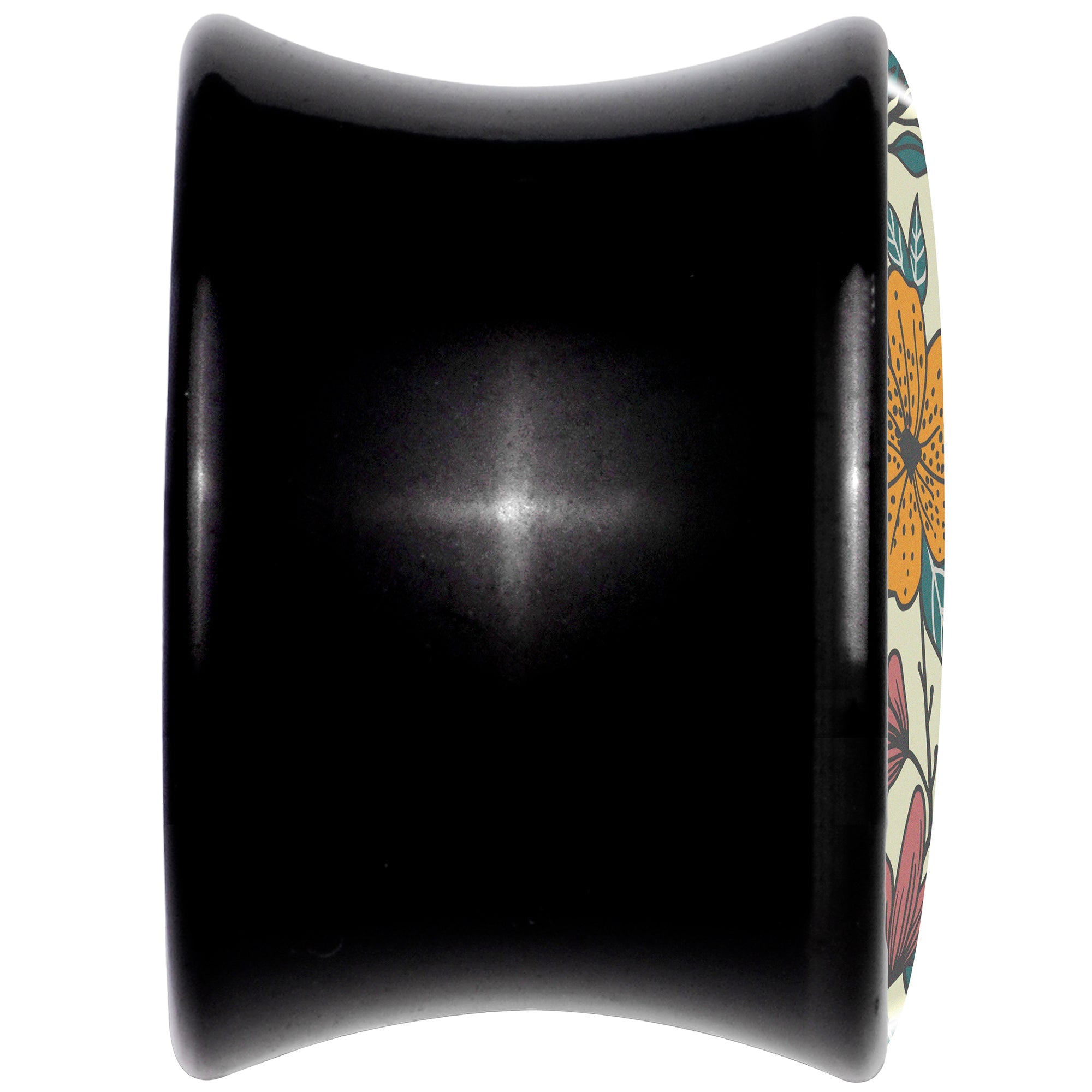 Blossom Creation Wildflower Flowers Black Acrylic Saddle Plug Set by Onyx O
