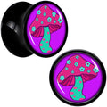 Black Acrylic Funky Floral Mushroom Double Flare Plug Set by Onyx O