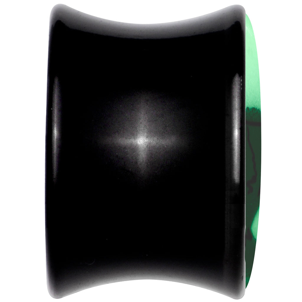 Black Acrylic Glow in the Dark Peeking Cat Double Flare Plug Set by Onyx O