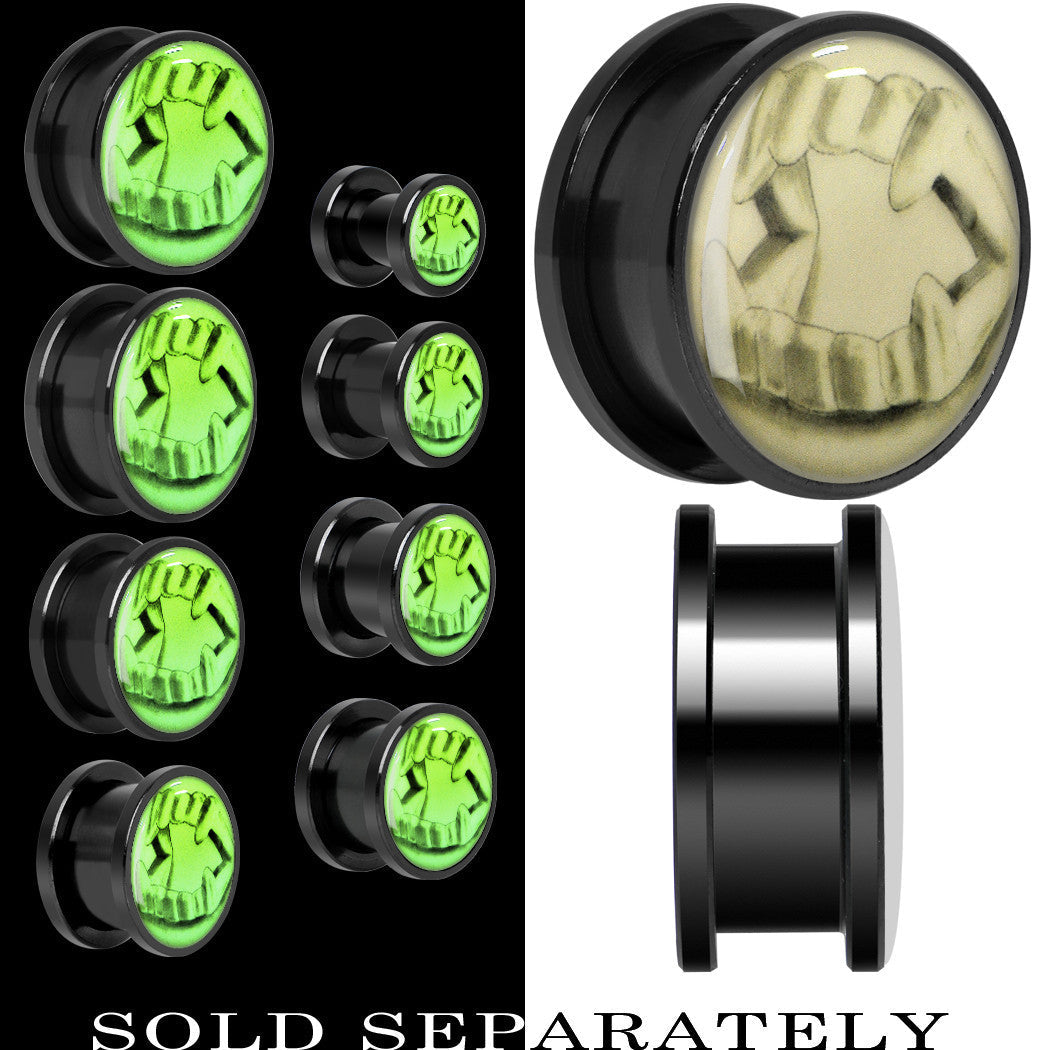 Fearsome Fangs Glow in the Dark Screw Fit Plug in Titanium