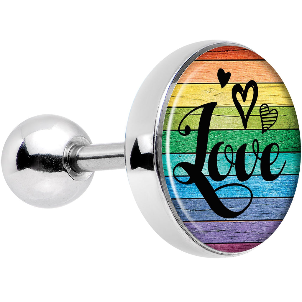 Rainbow Wooden Love Pride Flag Tragus Cartilage Earring