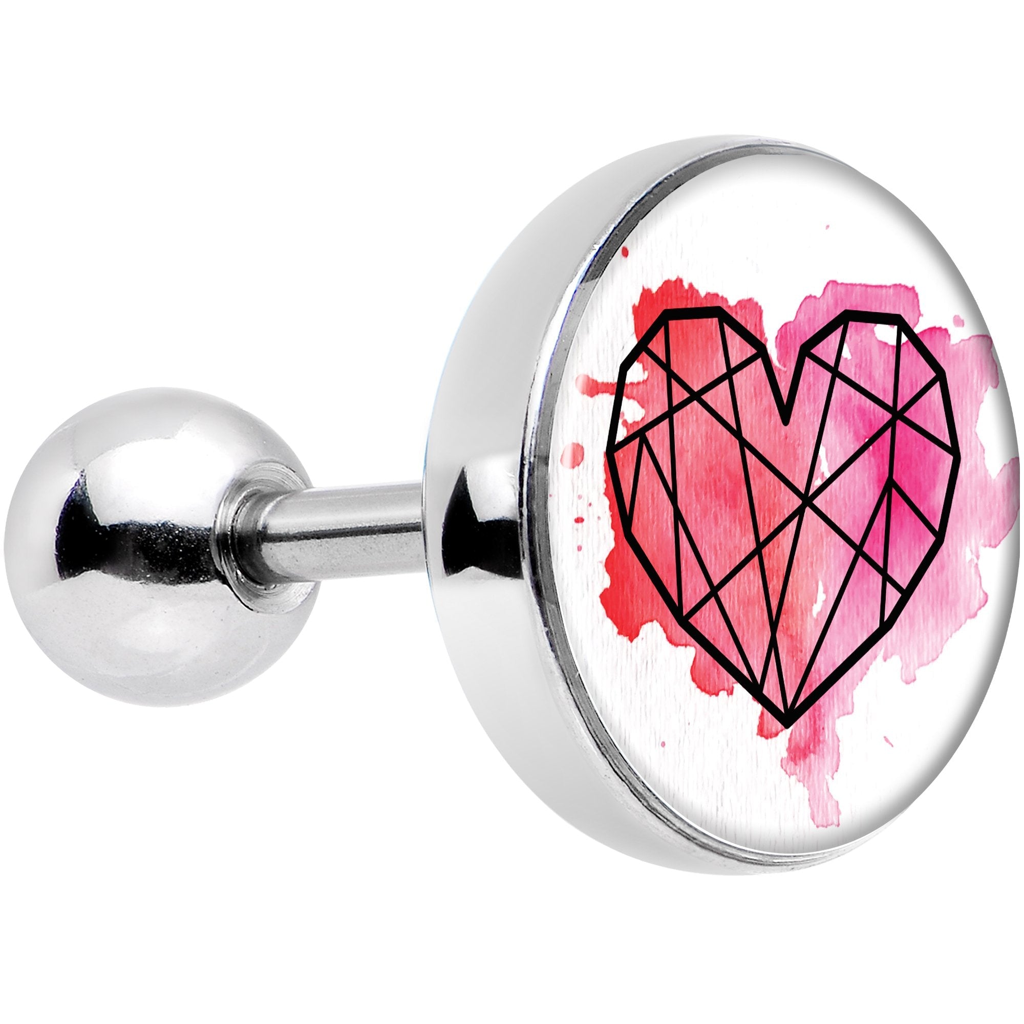 16G 1/4 Watercolor Geometric Heart Tragus Cartilage Earring