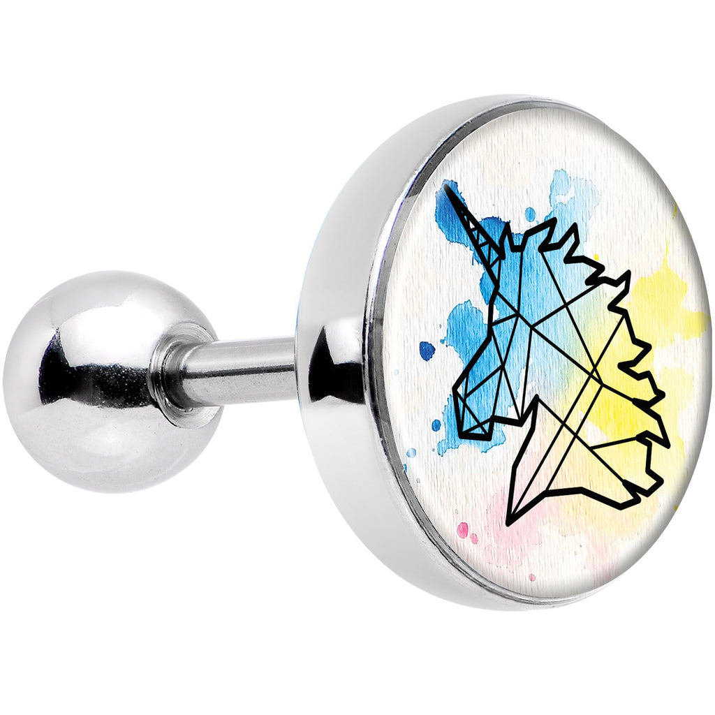 16G 1/4 Watercolor Geometric Unicorn Tragus Cartilage Earring