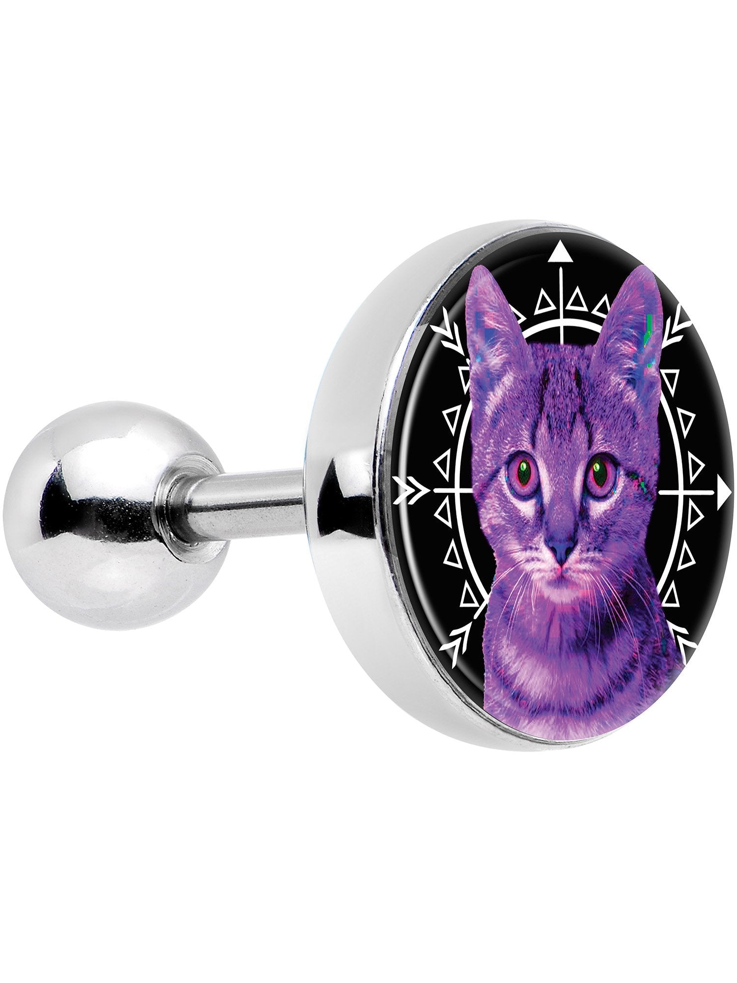 16G 1/4 Boho Fuchsia Kitty Cat Tragus Cartilage Earring