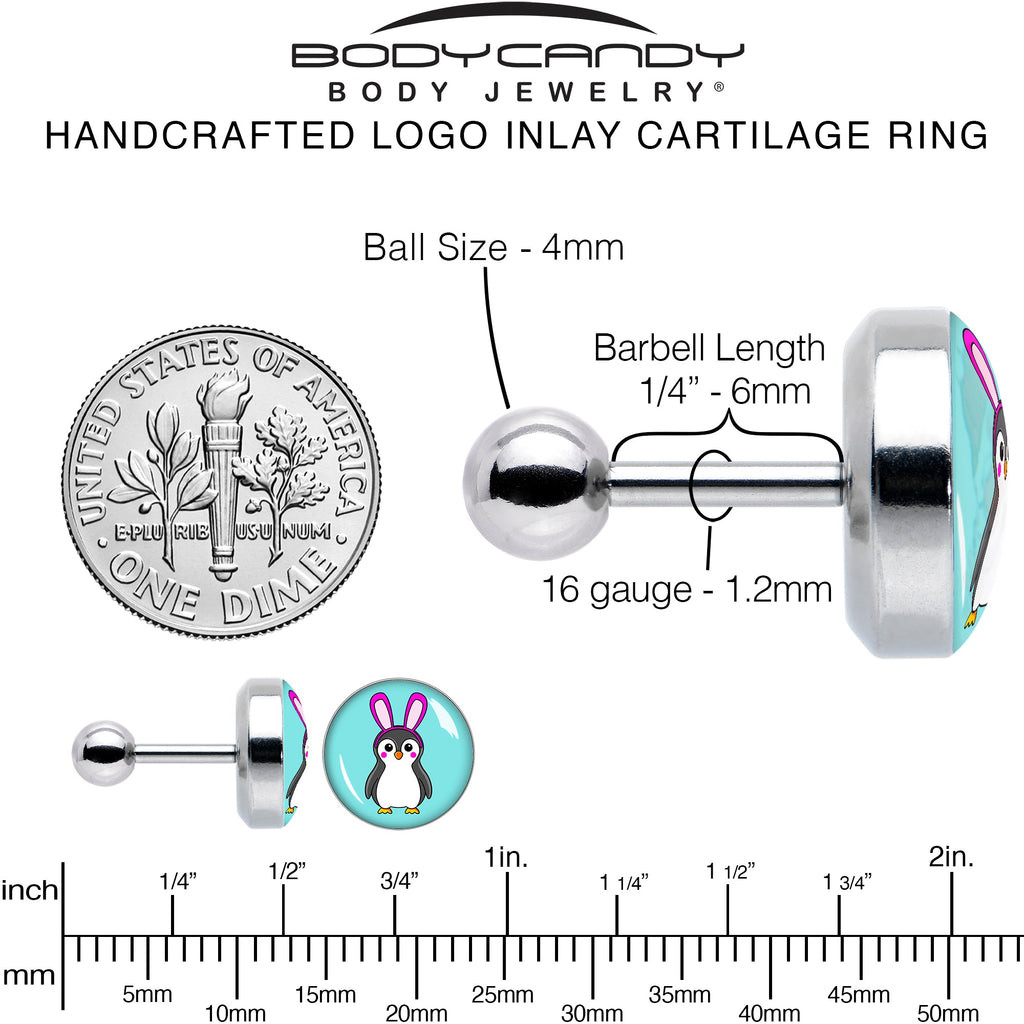 16G 1/4 Bunny Penguin Cartilage Tragus Earring by Onyx O