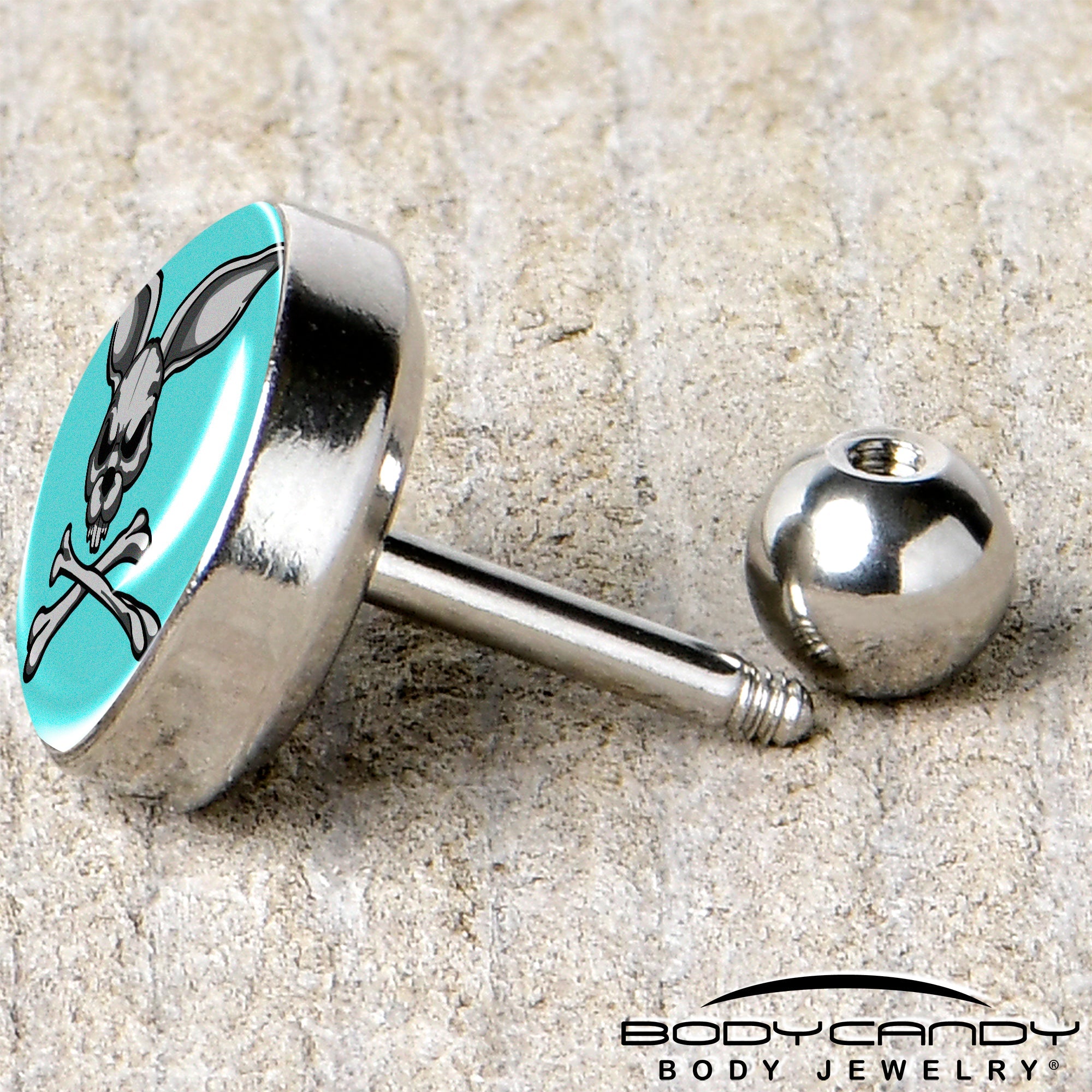 16G 1/4 Bunny and Crossbones Tragus Cartilage Earring by Onyx O
