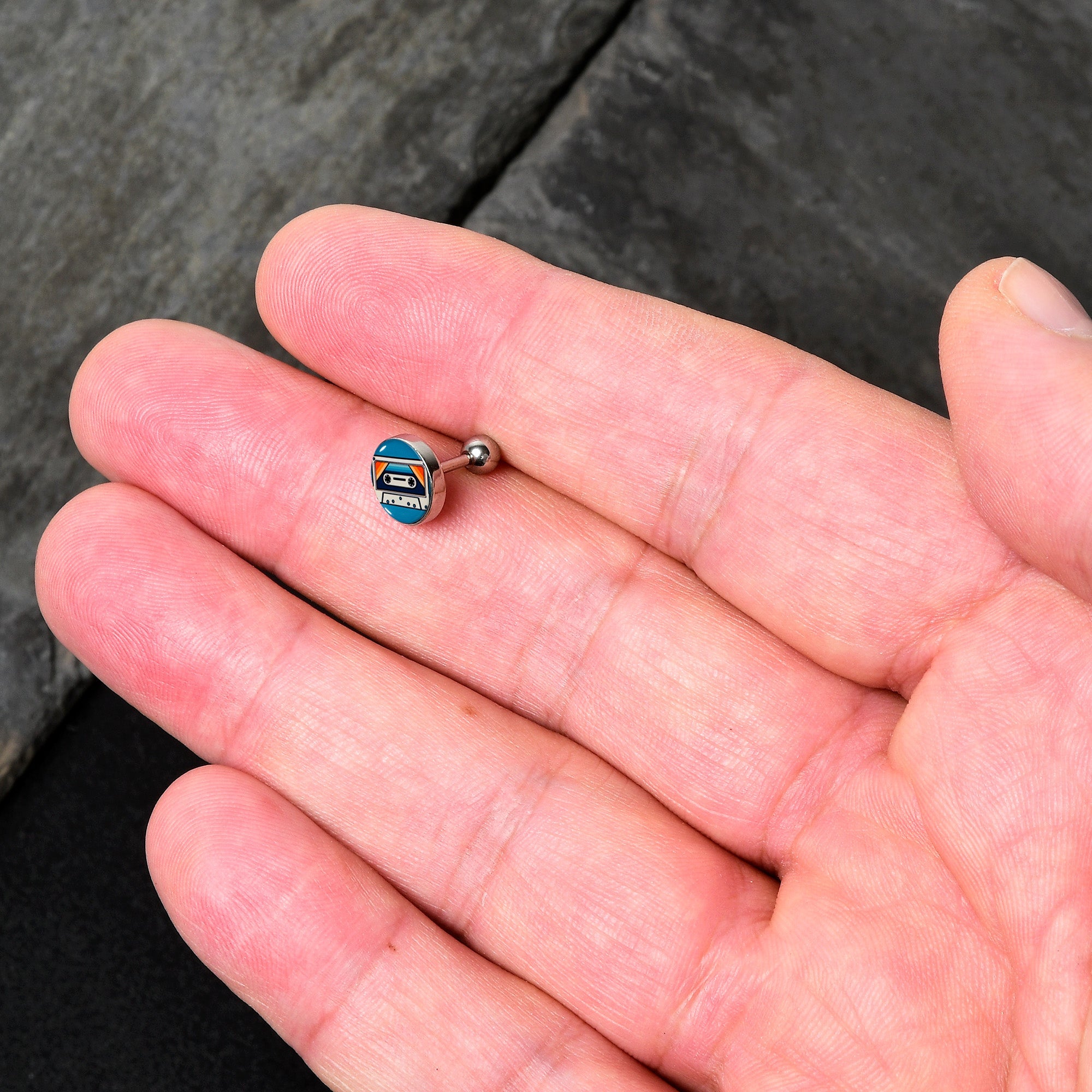 16G 1/4 Retro Cassette Tape Cartilage Tragus Earring by Onyx O