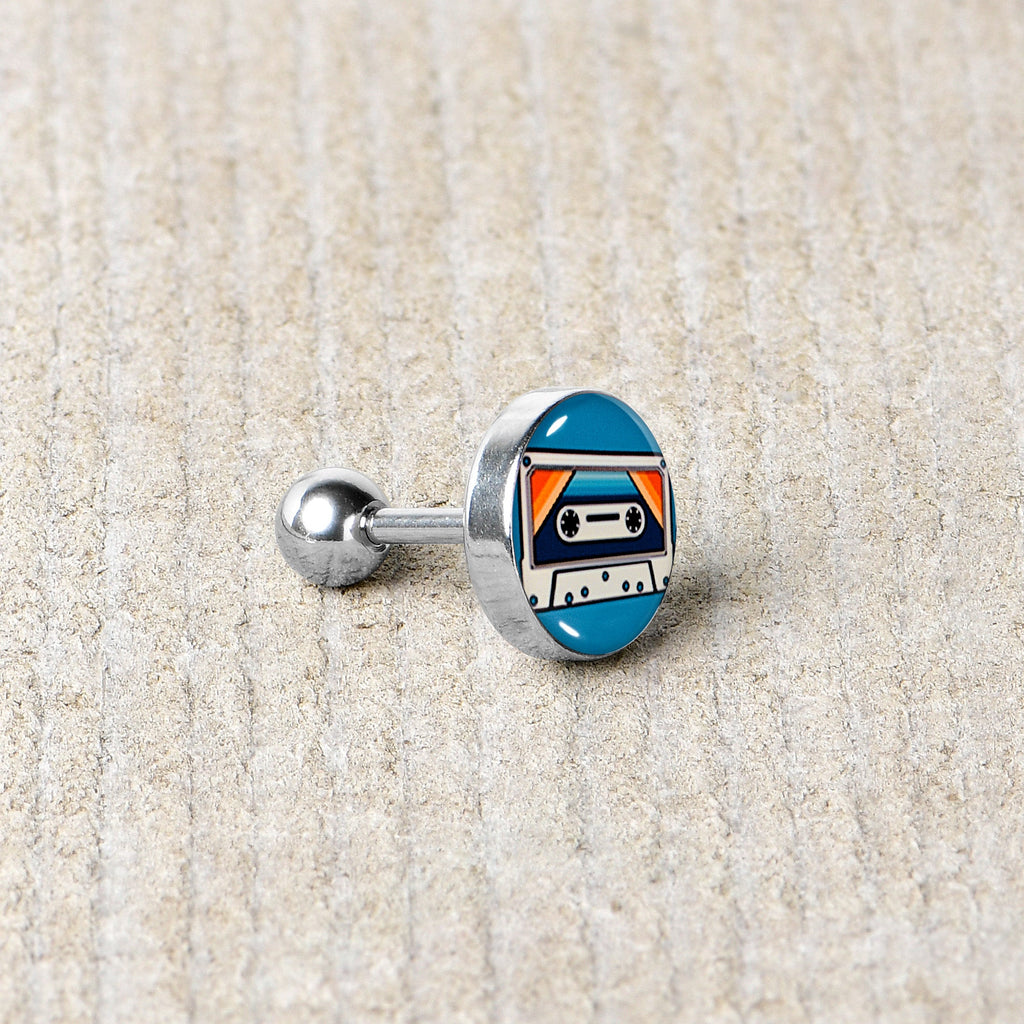16G 1/4 Retro Cassette Tape Cartilage Tragus Earring by Onyx O