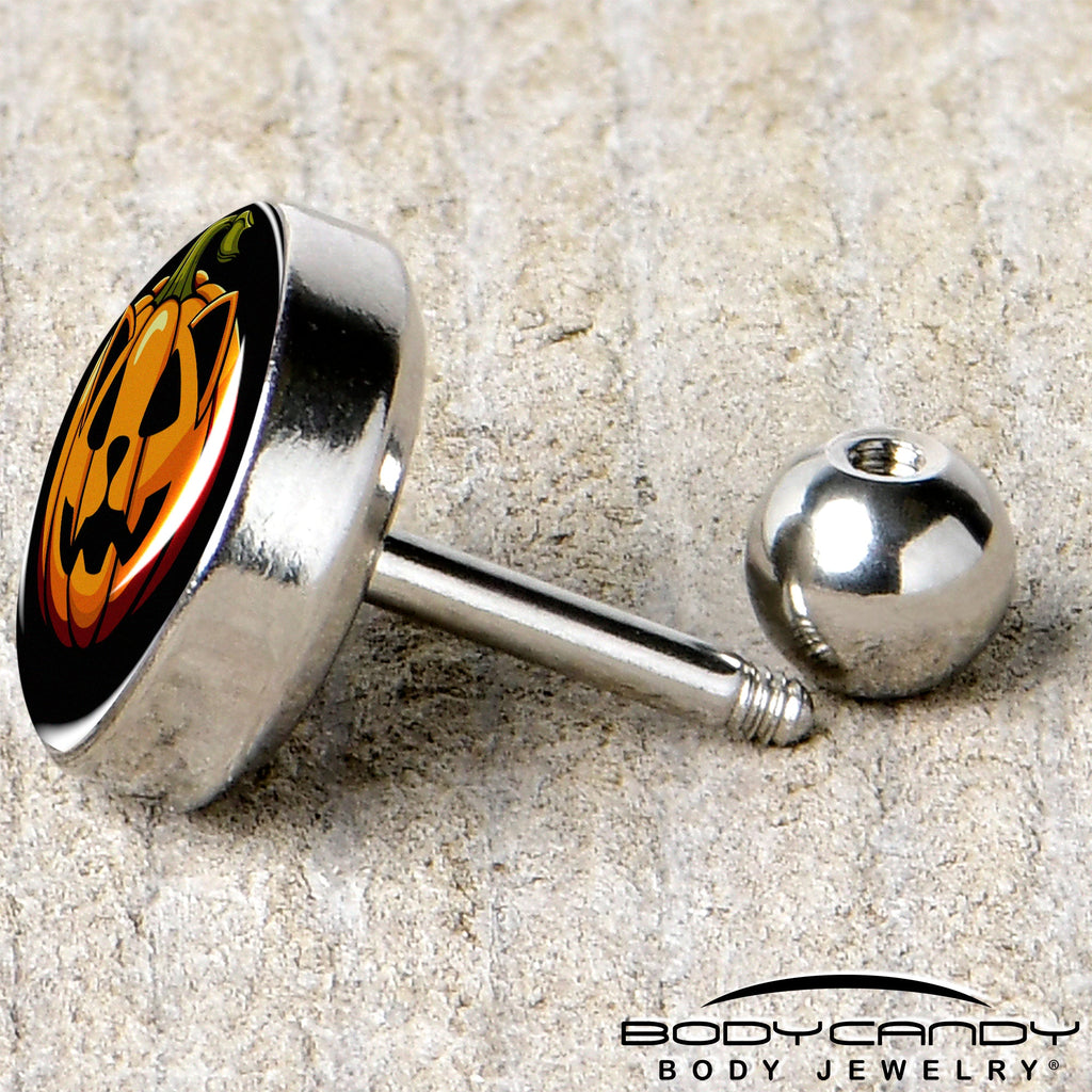 16G 1/4  Pumpkin Cat Jack-O-Lantern Tragus Cartilage Earring by Onyx O