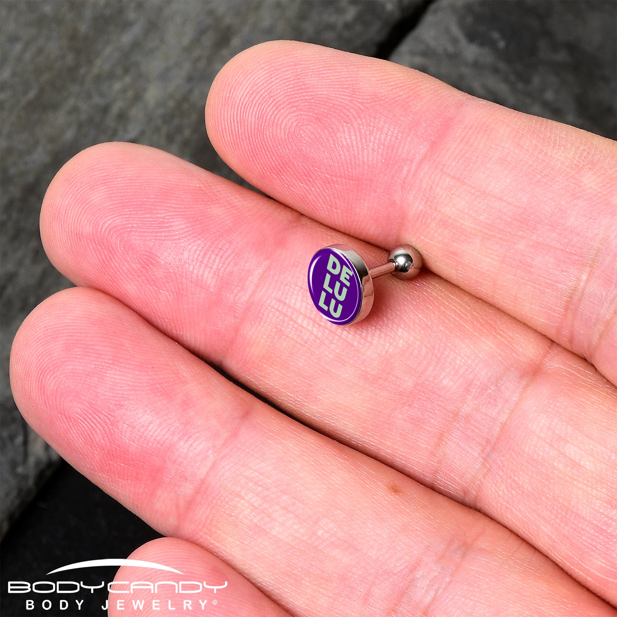16G 1/4 Word DELULU Tragus Cartilage Earring by Onyx O