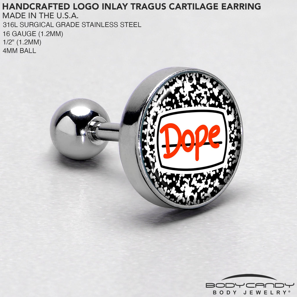 16G 1/4 Dope Composition Notebook Tragus Cartilage Earring by Onyx O