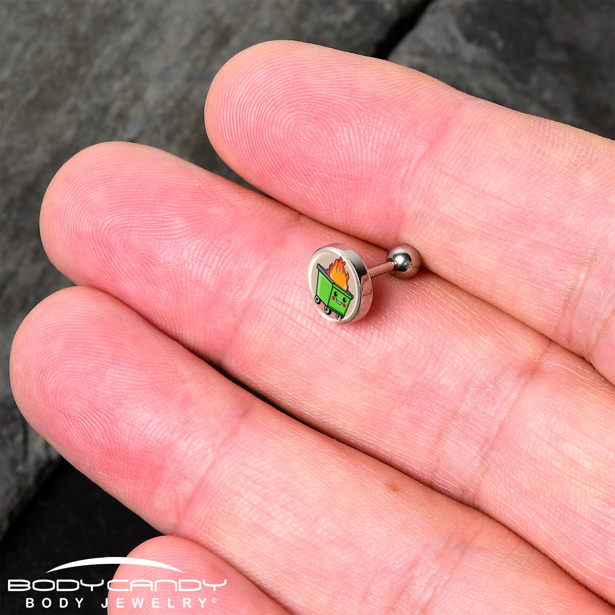 16G 1/4 Dumpster Fire Tragus Cartilage Earring by Onyx O