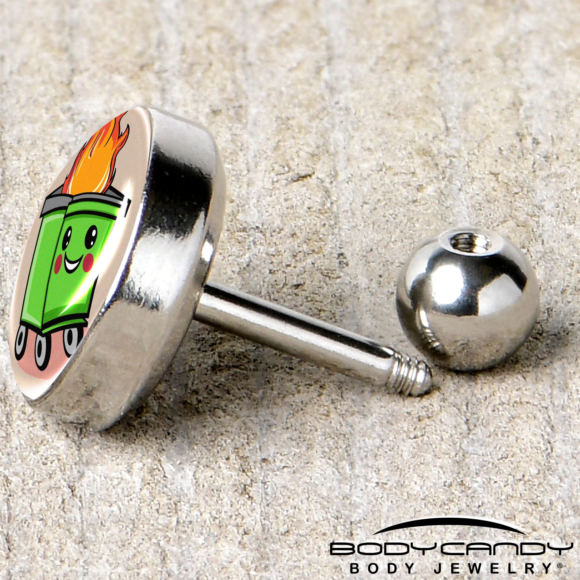 16G 1/4 Dumpster Fire Tragus Cartilage Earring by Onyx O