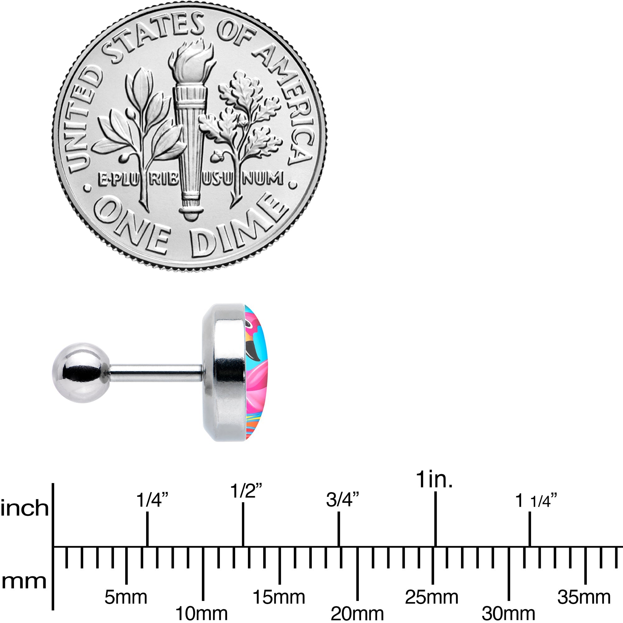 16G 1/4 Rainbow Sea Floating Flamingo Cartilage Tragus Earring by Onyx O