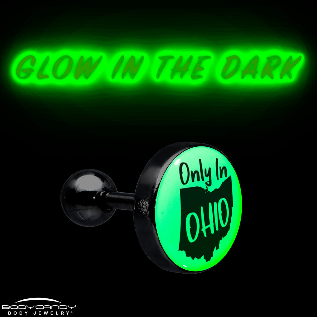 16G 1/4 Glow in the Dark Only in Ohio Tragus Cartilage Earring by Onyx O