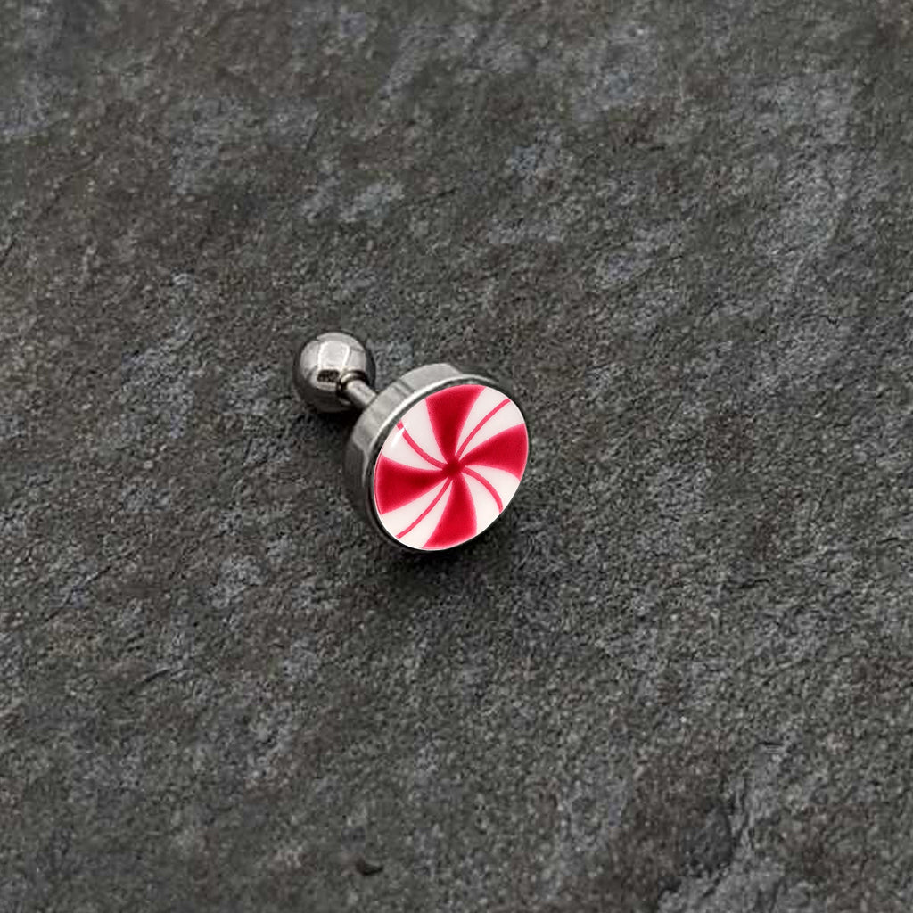 16G Glow in the Dark Holiday Peppermint Candy Tragus Cartilage Earring by Onyx O
