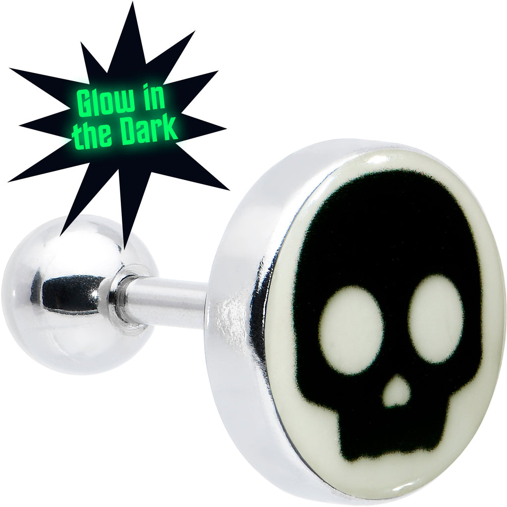 16G 1/4 Glow in the Dark Simple Skull Tragus Cartilage Earring by Onyx O