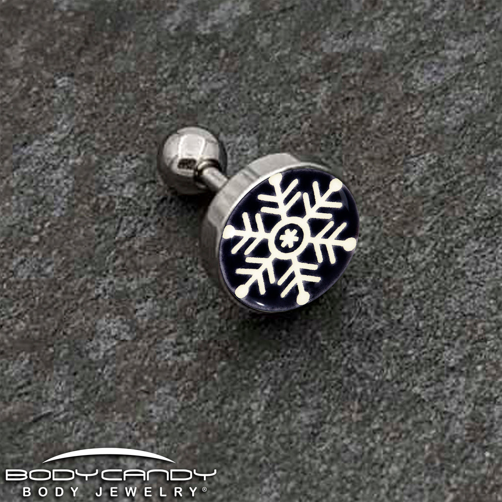 Glow in the Dark Holiday Snowflake Tragus Cartilage Earring by Onyx O