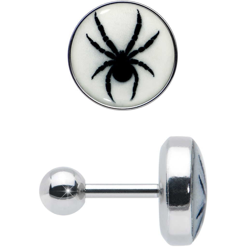 16G Glow in the Dark Black Widow Spider Tragus Cartilage Earring by Onyx O