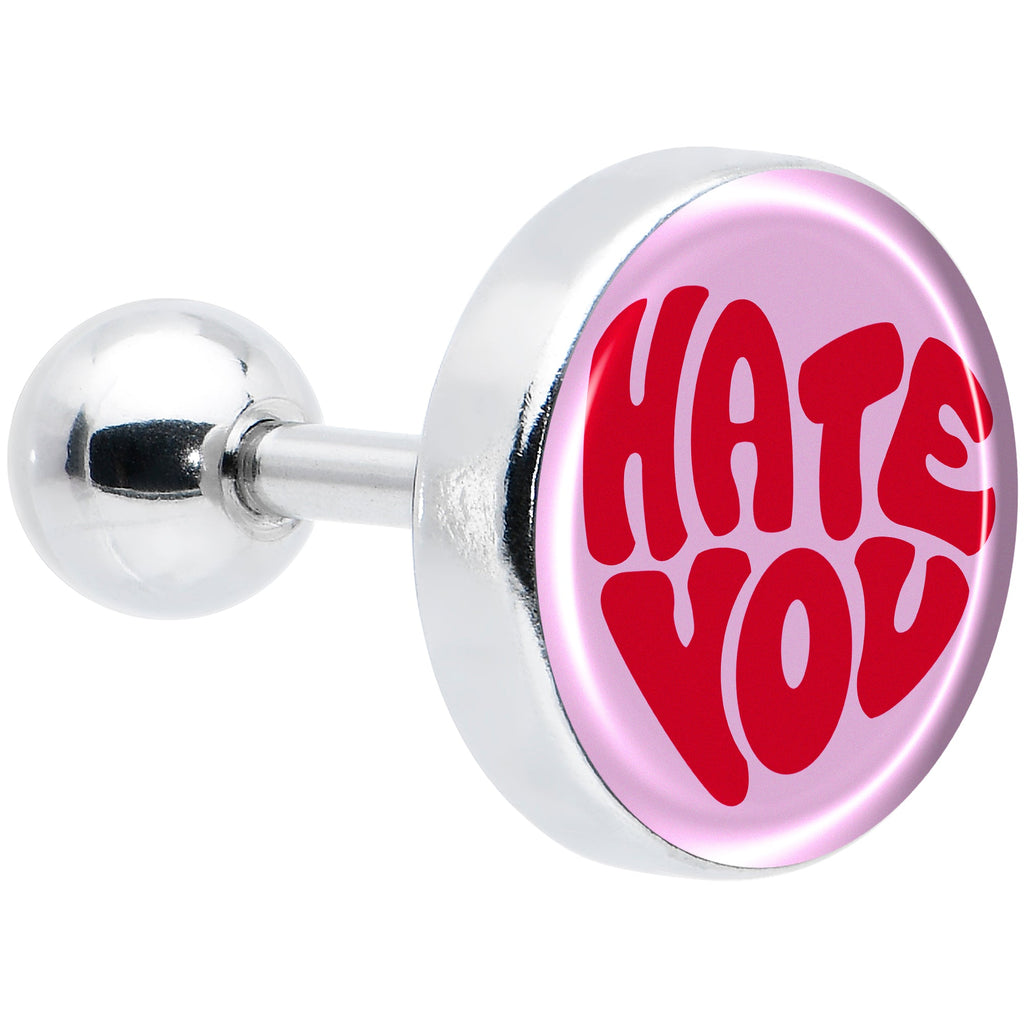 16G 1/4 Retro Text Hate You Tragus Cartilage Earring by Onyx O
