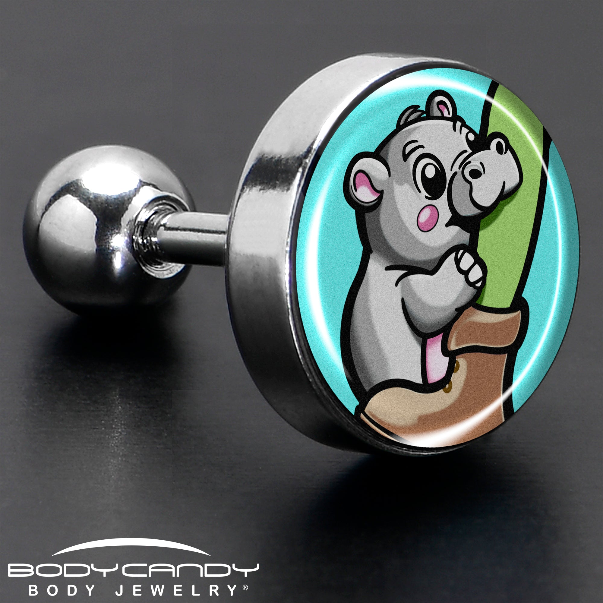 16G 1/4 Cute Biting Baby Hippo Cartilage Tragus Earring