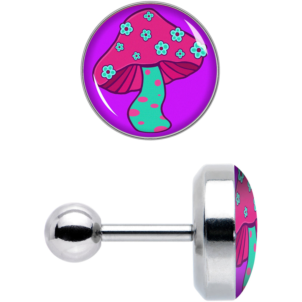 16G 1/4 Funky Floral Mushroom Cartilage Tragus Earring by Onyx O