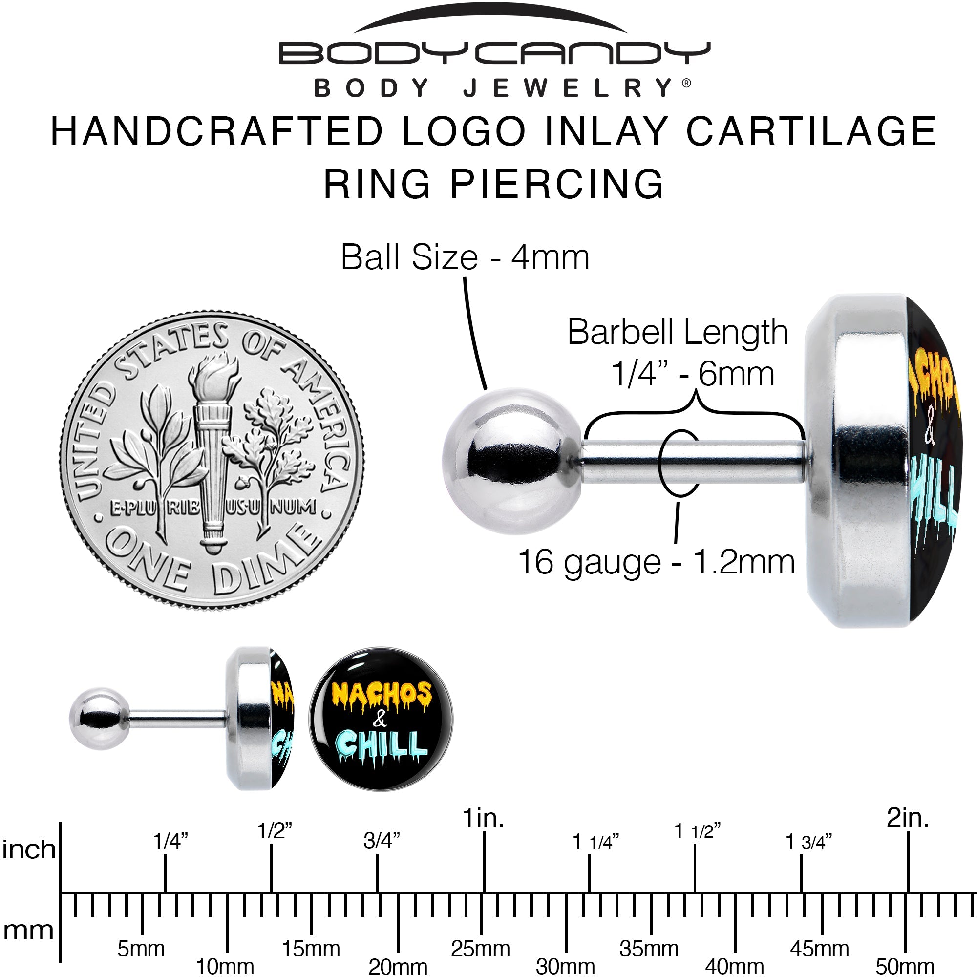 Nachos and Chill Tragus Cartilage Earring by Onyx O