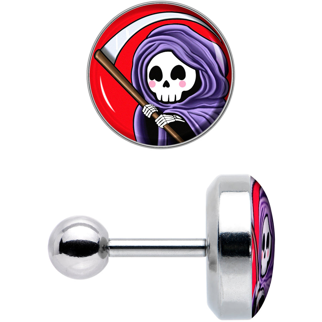 16G 1/4 Grim Reaper Cartilage Tragus Earring by Onyx O