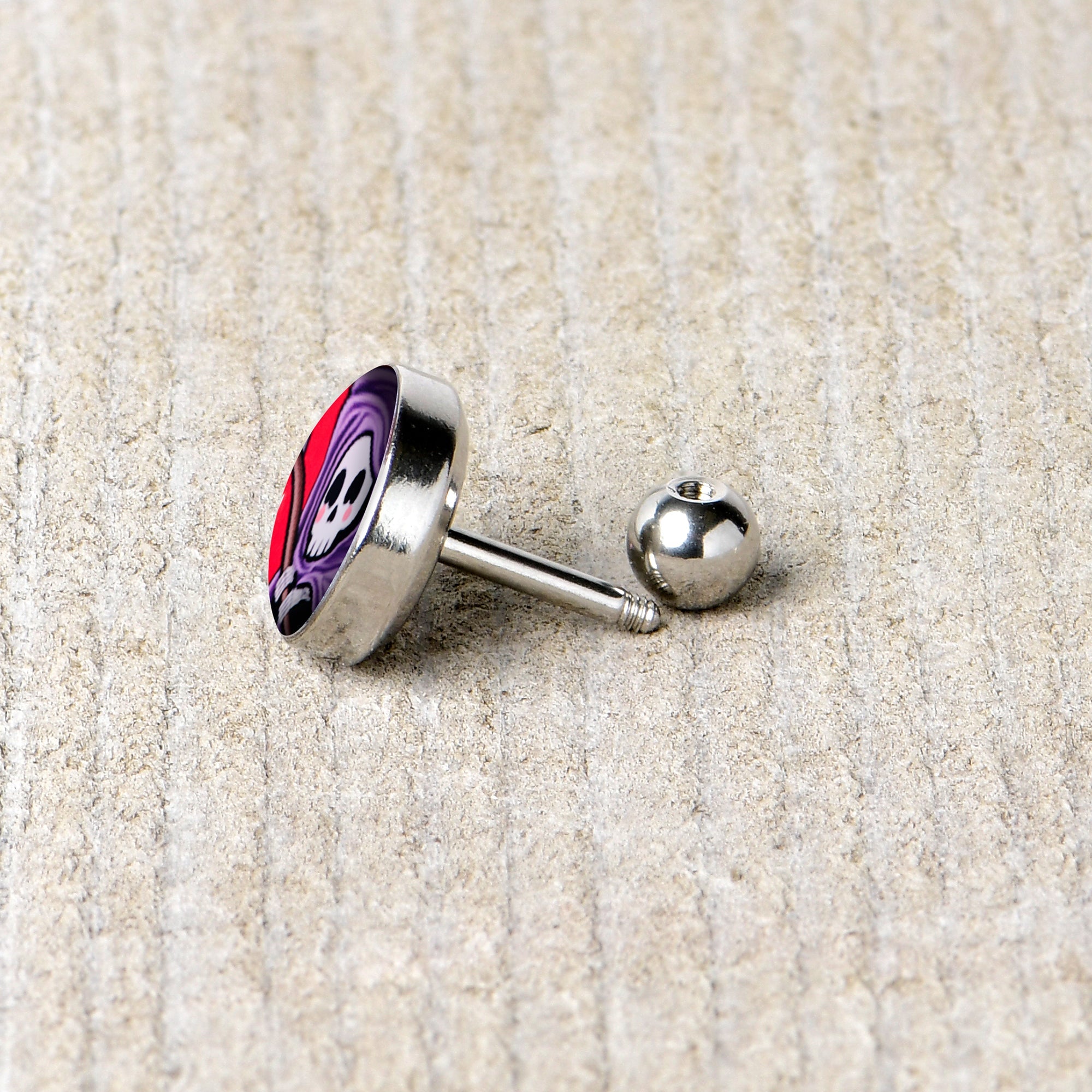 16G 1/4 Grim Reaper Cartilage Tragus Earring by Onyx O