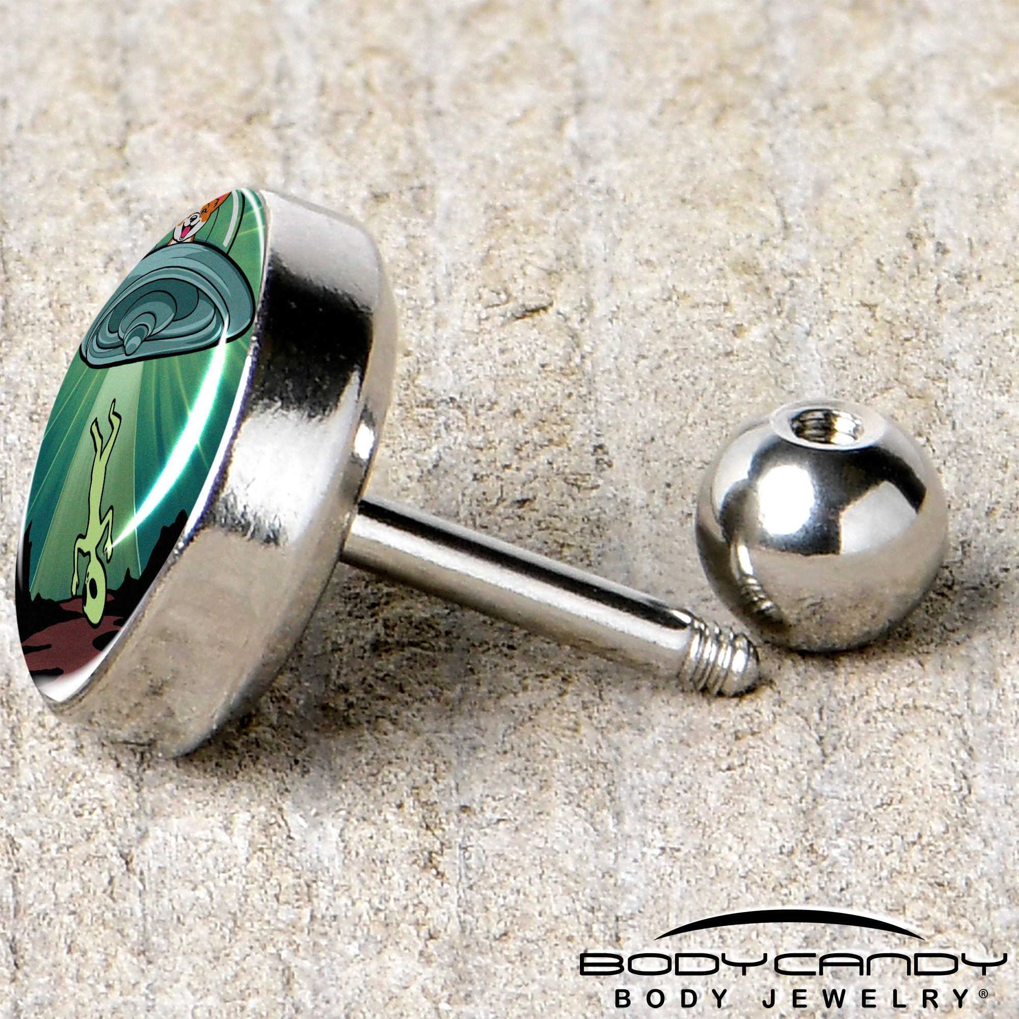 16G 1/4 Reverse Alien UFO Abduction Tragus Cartilage Earring by Onyx O