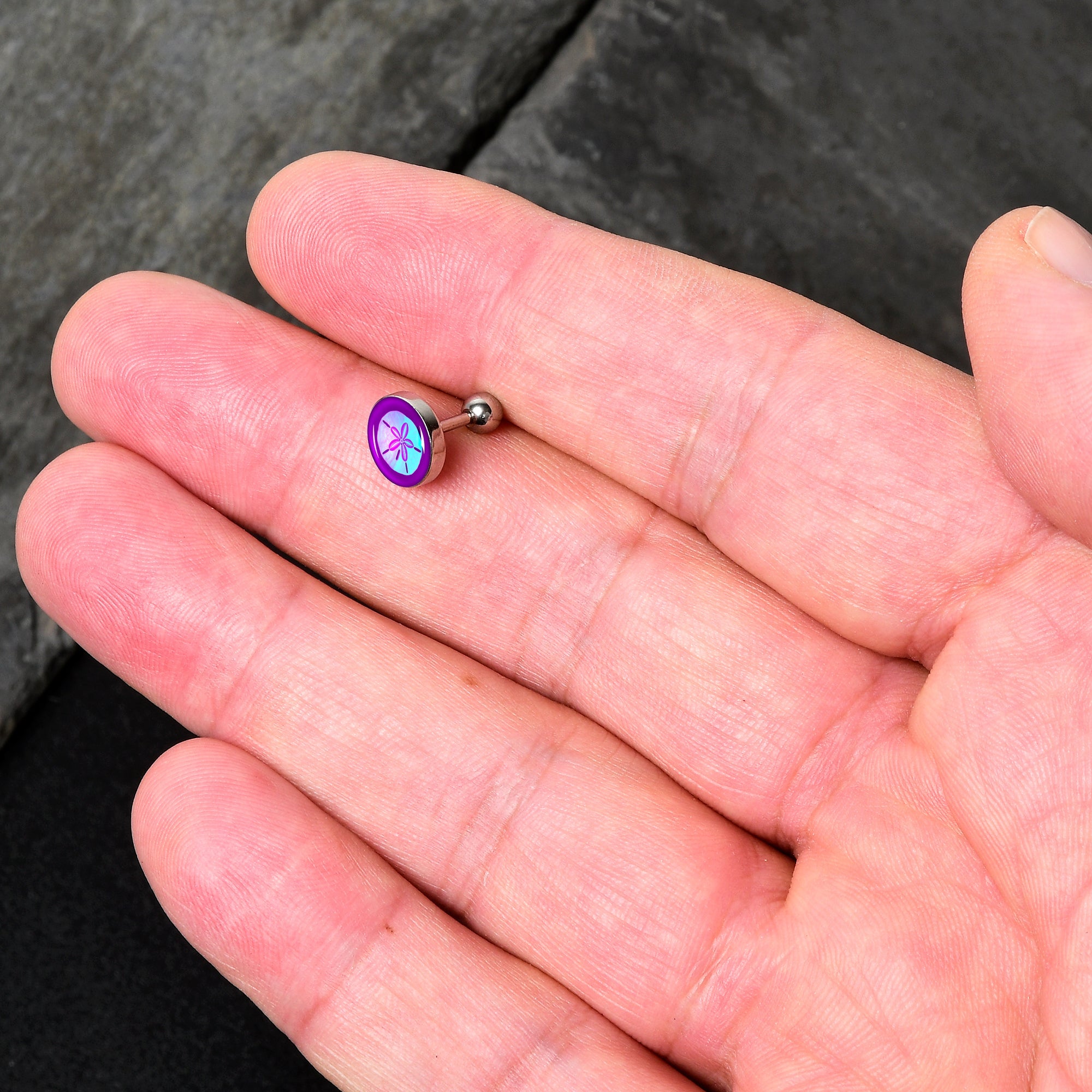 16G 1/4 Purple Nautical Sand Dollar Cartilage Tragus Earring by Onyx O