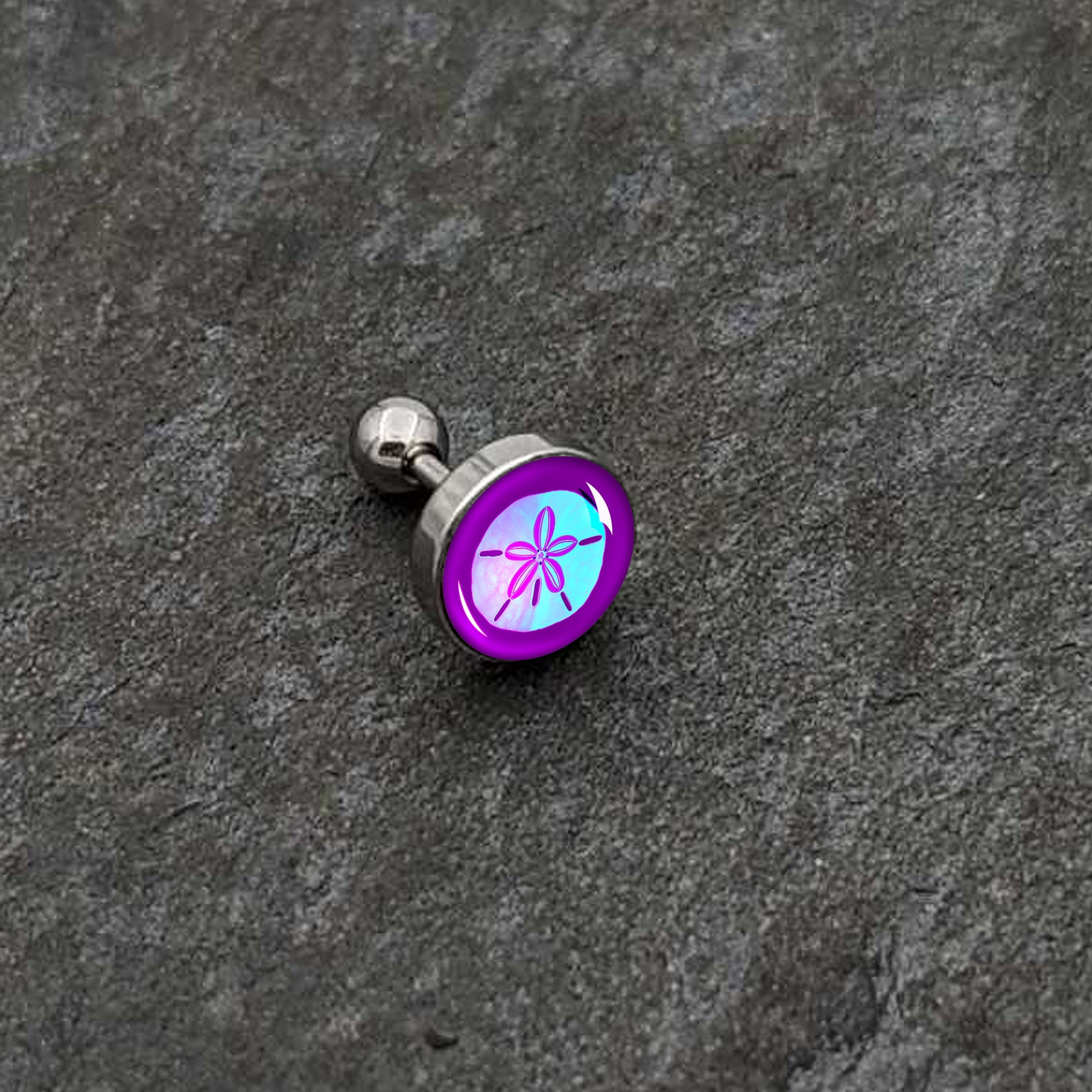 16G 1/4 Purple Nautical Sand Dollar Cartilage Tragus Earring by Onyx O